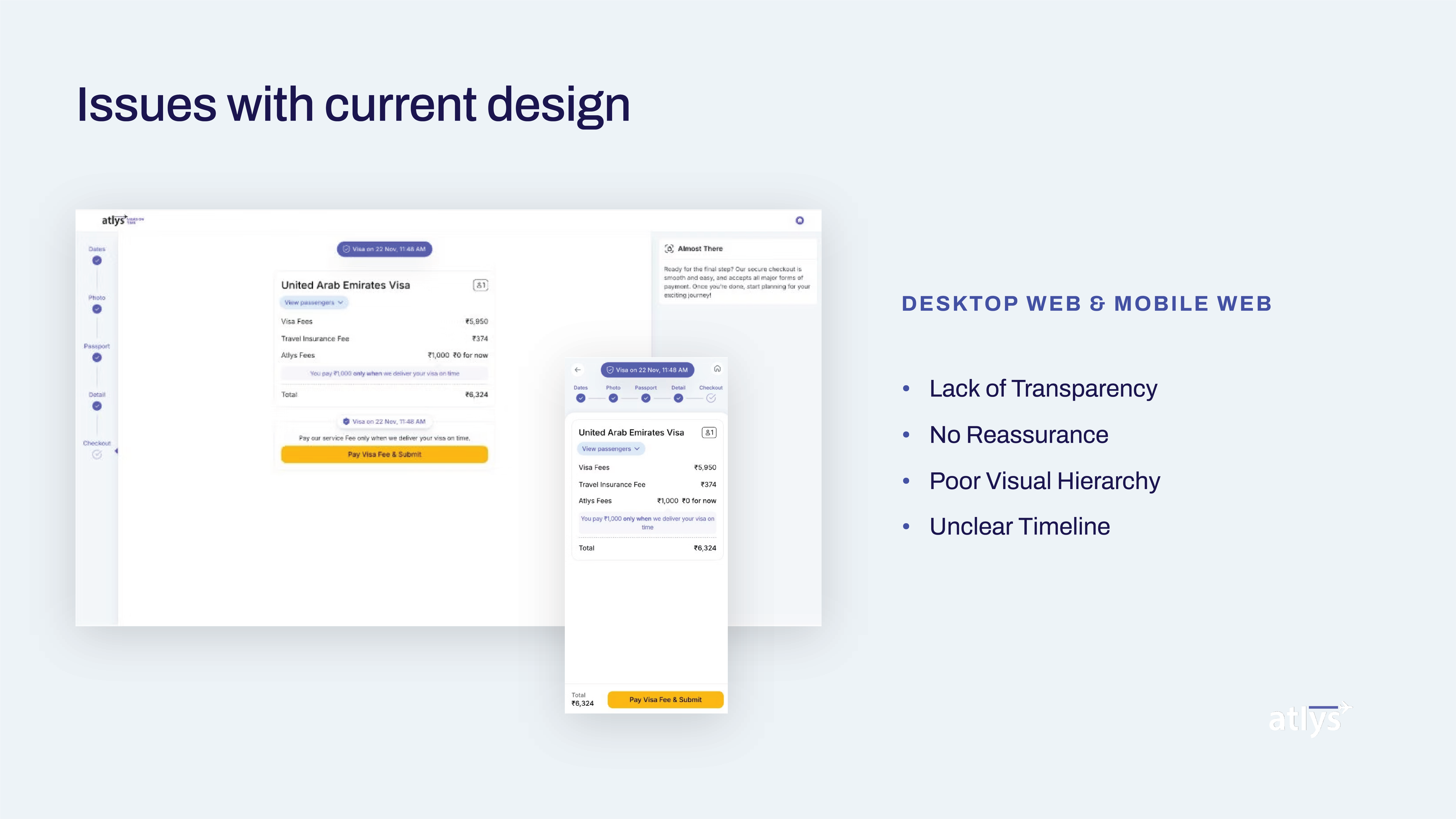 Issues with the current design — desktop and mobile web