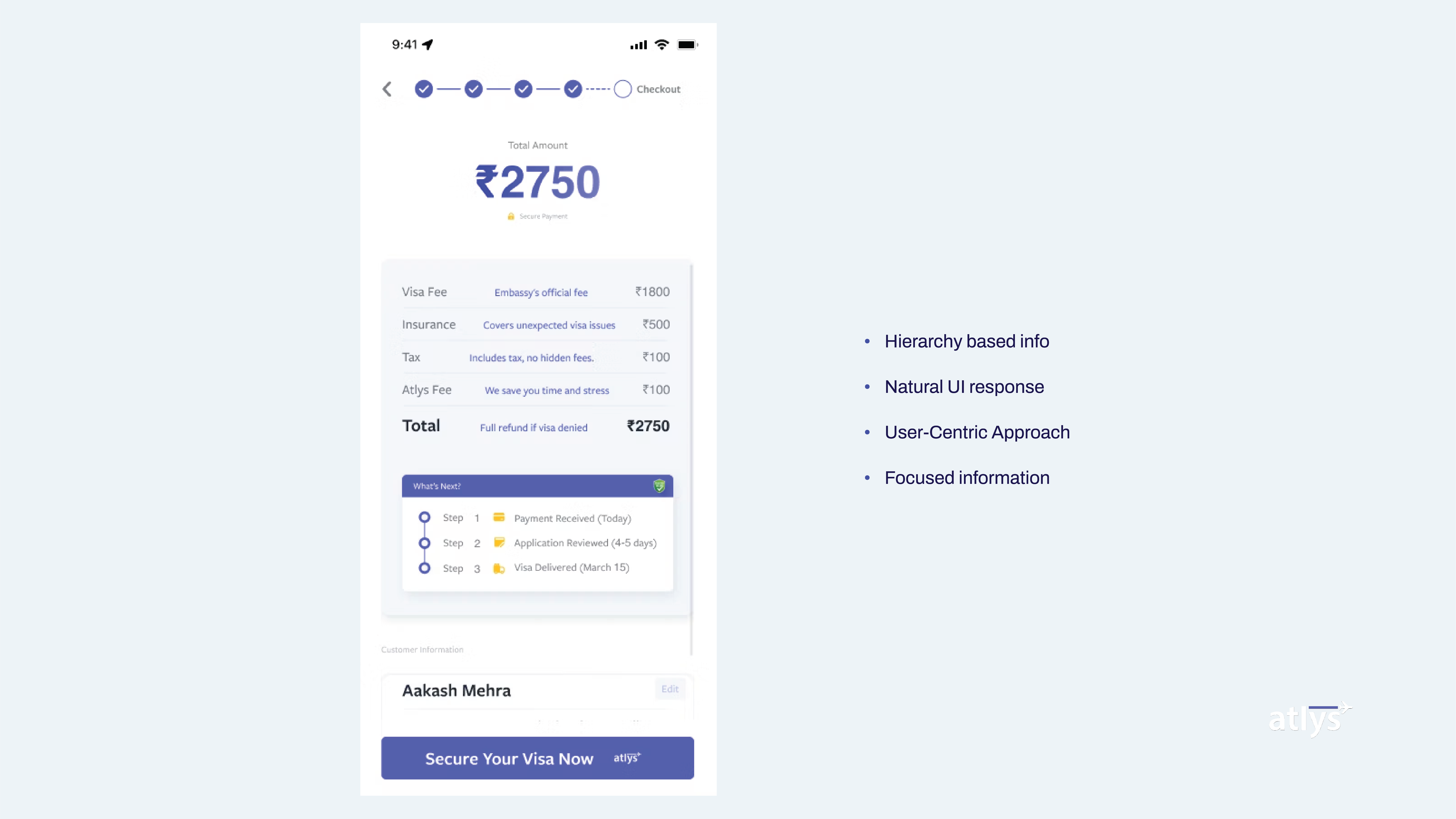 Redesigned mobile checkout — hierarchy-based info, natural UI response, user-centric approach