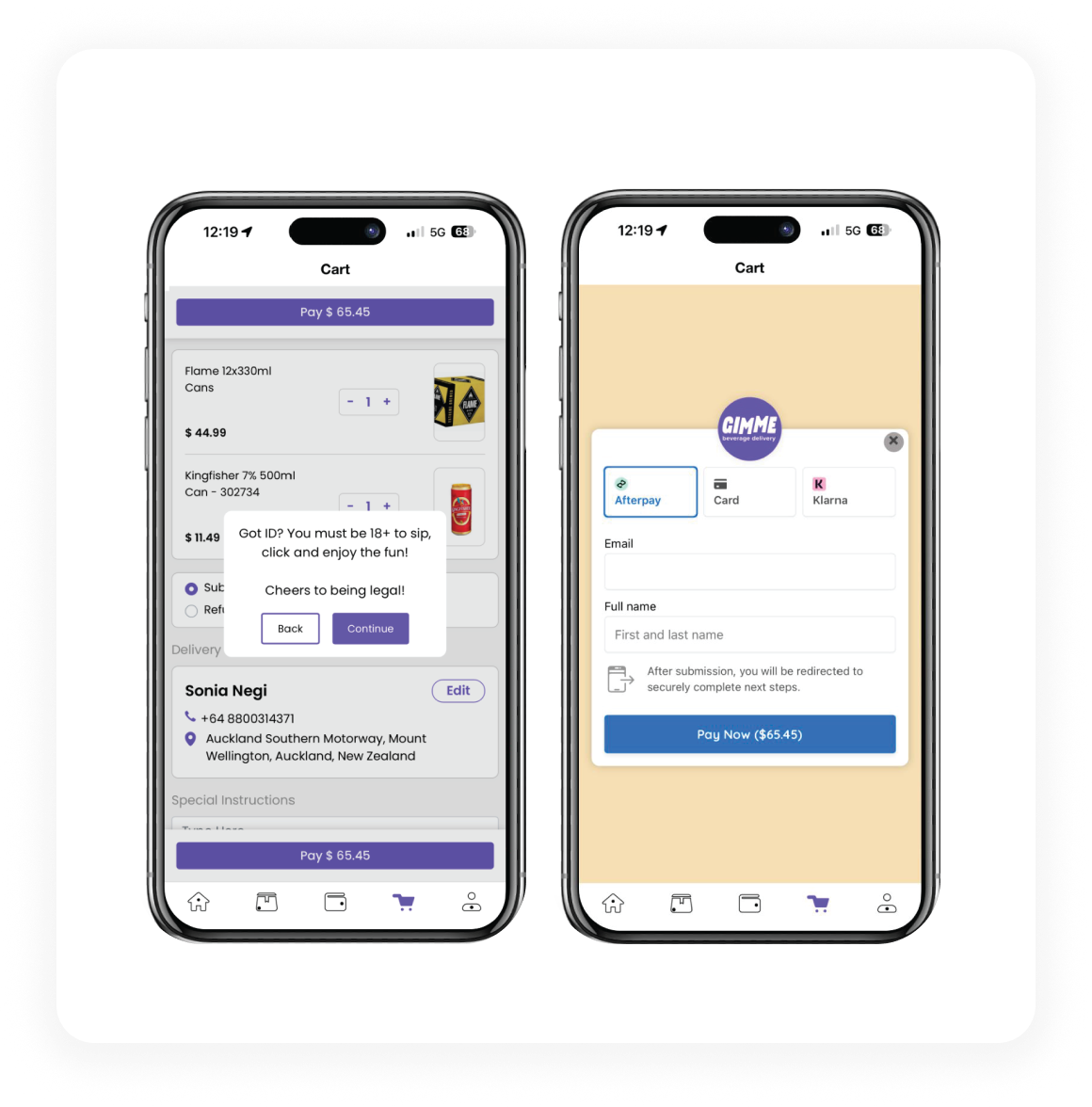 GIMME — Age Verification & Payment