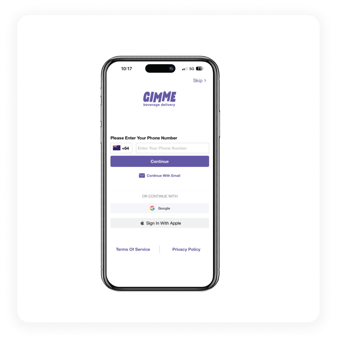 GIMME — Login and Onboarding